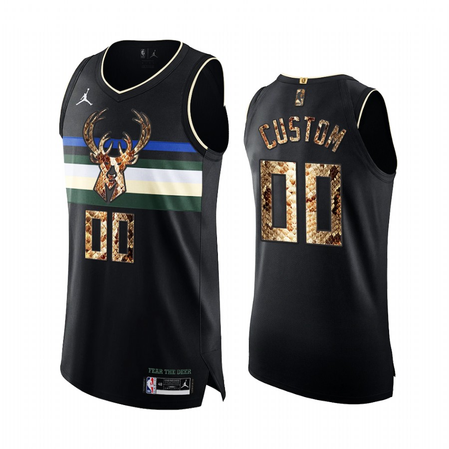 Custom Milwaukee Bucks Black Python Skin Jersey Exclusive Edition