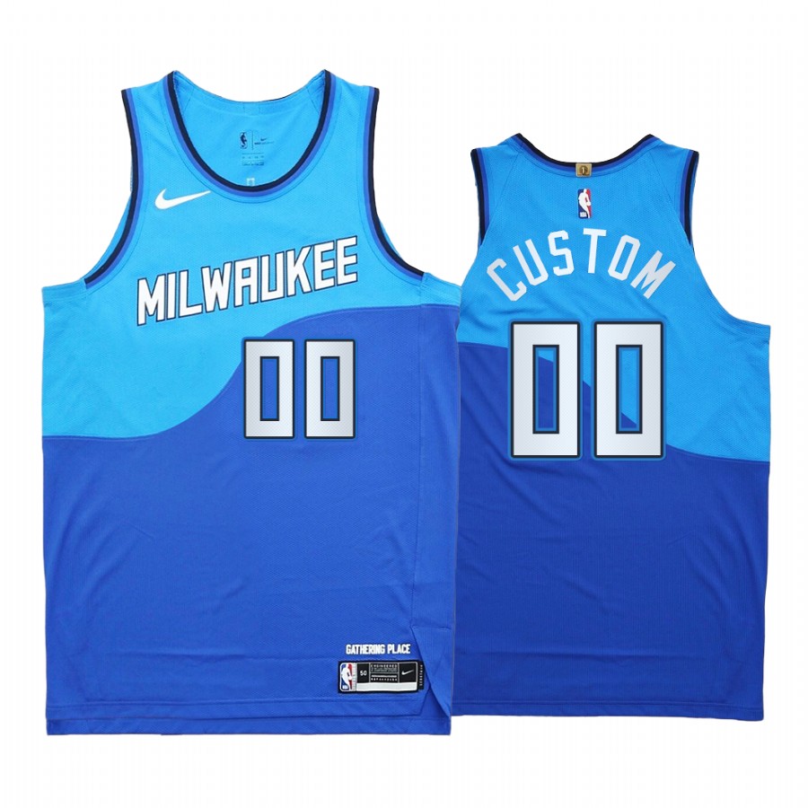 Custom Milwaukee Bucks Blue City Edition Jersey New Uniform