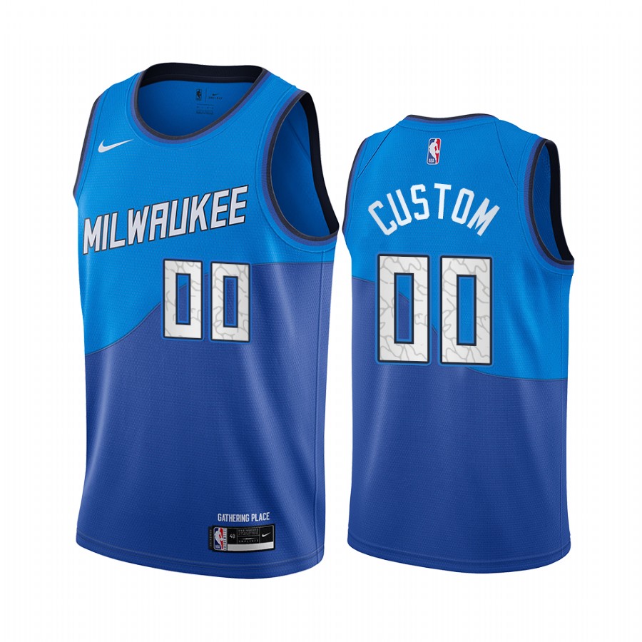Custom Milwaukee Bucks Navy City Edition New Uniform Jersey