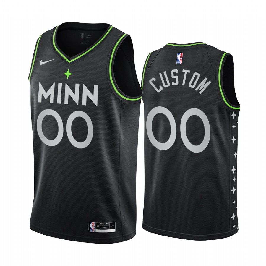 Custom Minnesota Timberwolves Black City Edition Jersey New Uniform