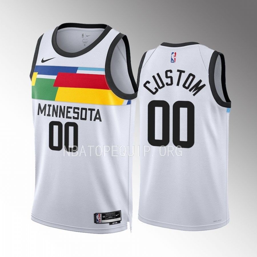 Custom Minnesota Timberwolves City Edition White #00 Jersey Swingman