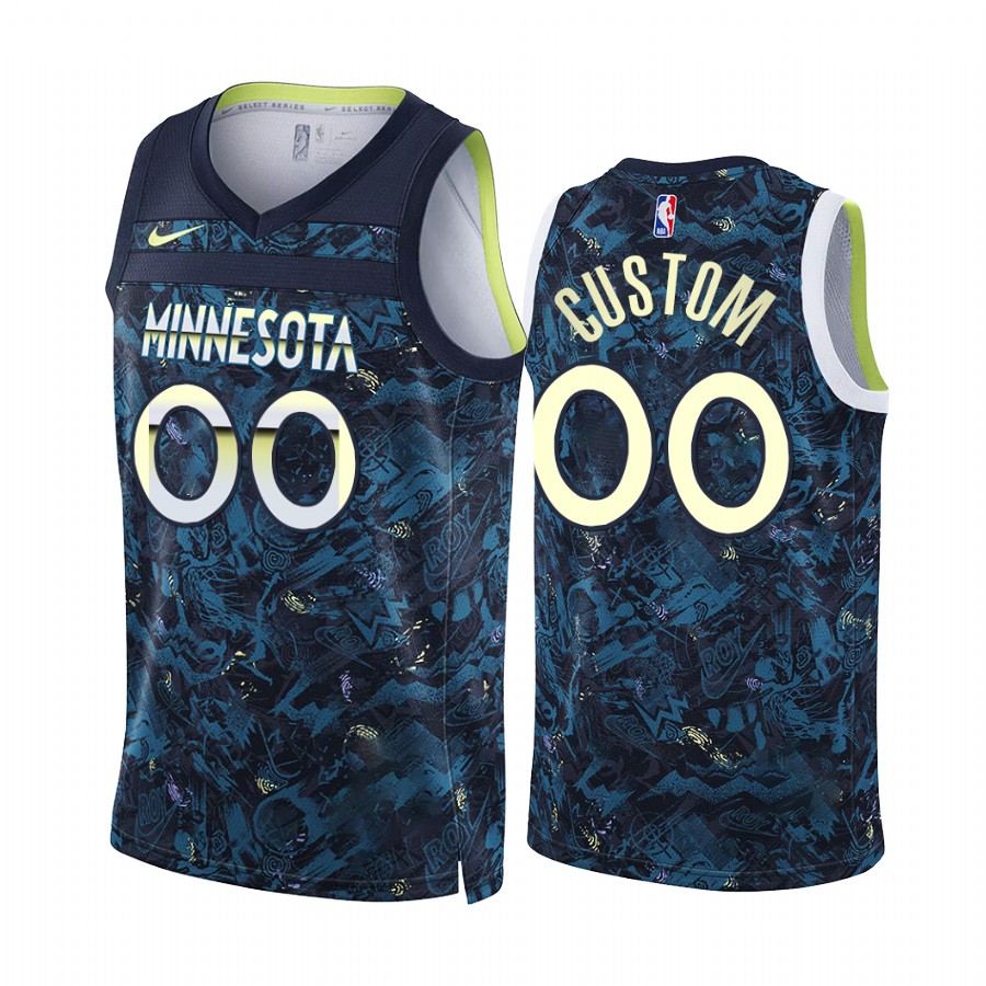 Custom Minnesota Timberwolves Select Series Navy Jersey 90s Golden Era