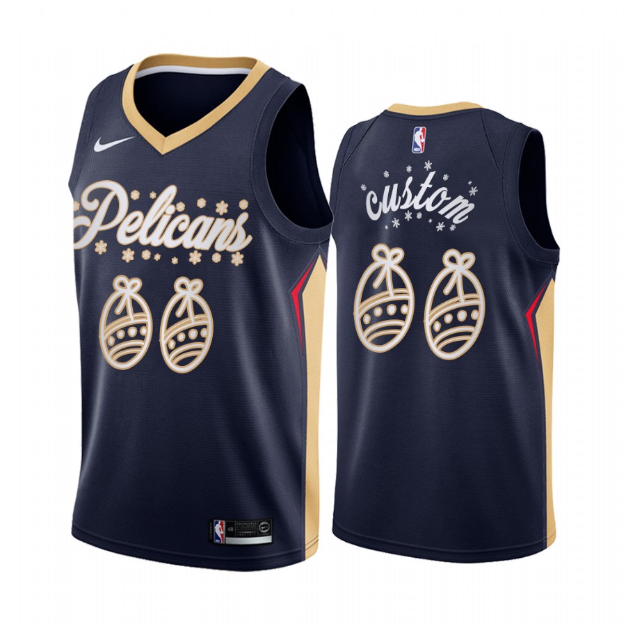Custom New Orleans Pelicans Christmas Night Navy Jersey Festive Special Edition