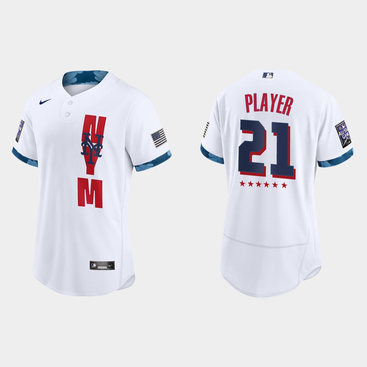 Custom New York Mets All-Star Game Jersey - White