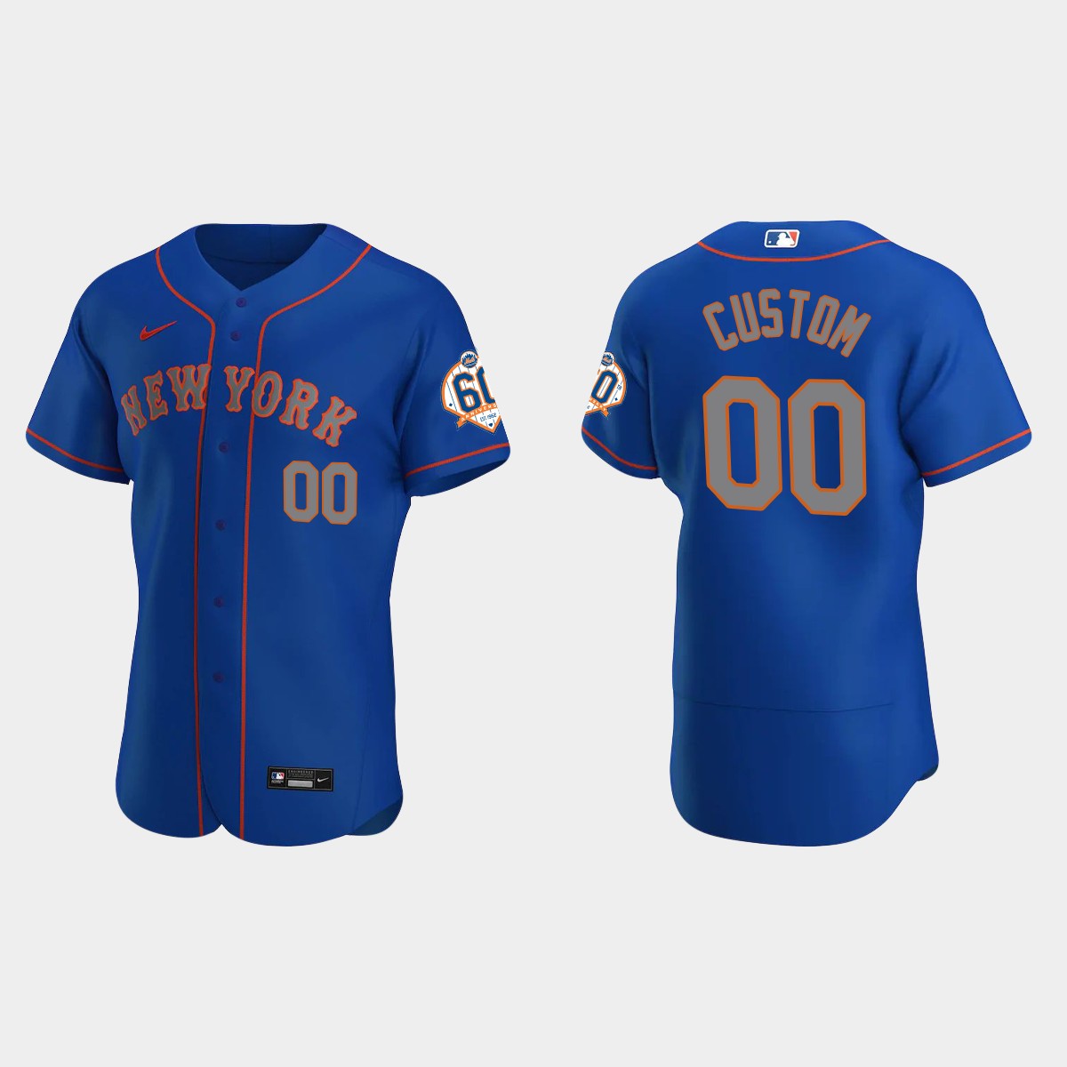 Custom New York Mets 60th Anniversary Alternate Jersey - Royal