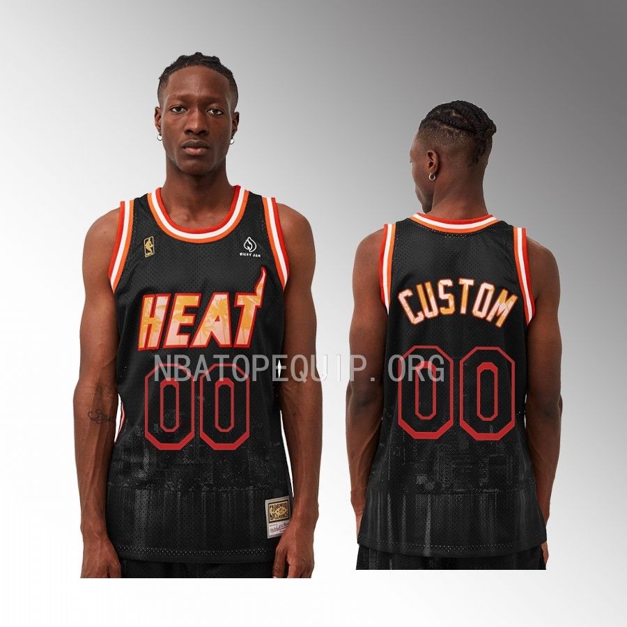 Custom NICKY JAM X MN Miami Heat #00 Black Jersey Swingman