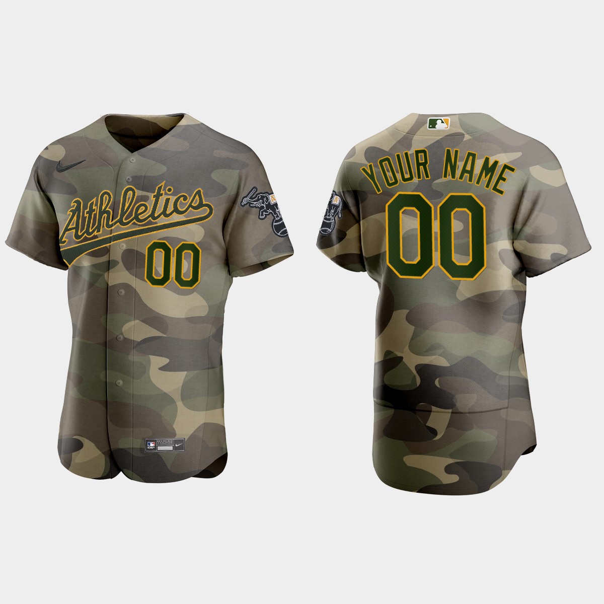 Custom Oakland Athletics National Armed Forces Day Jersey - Camo