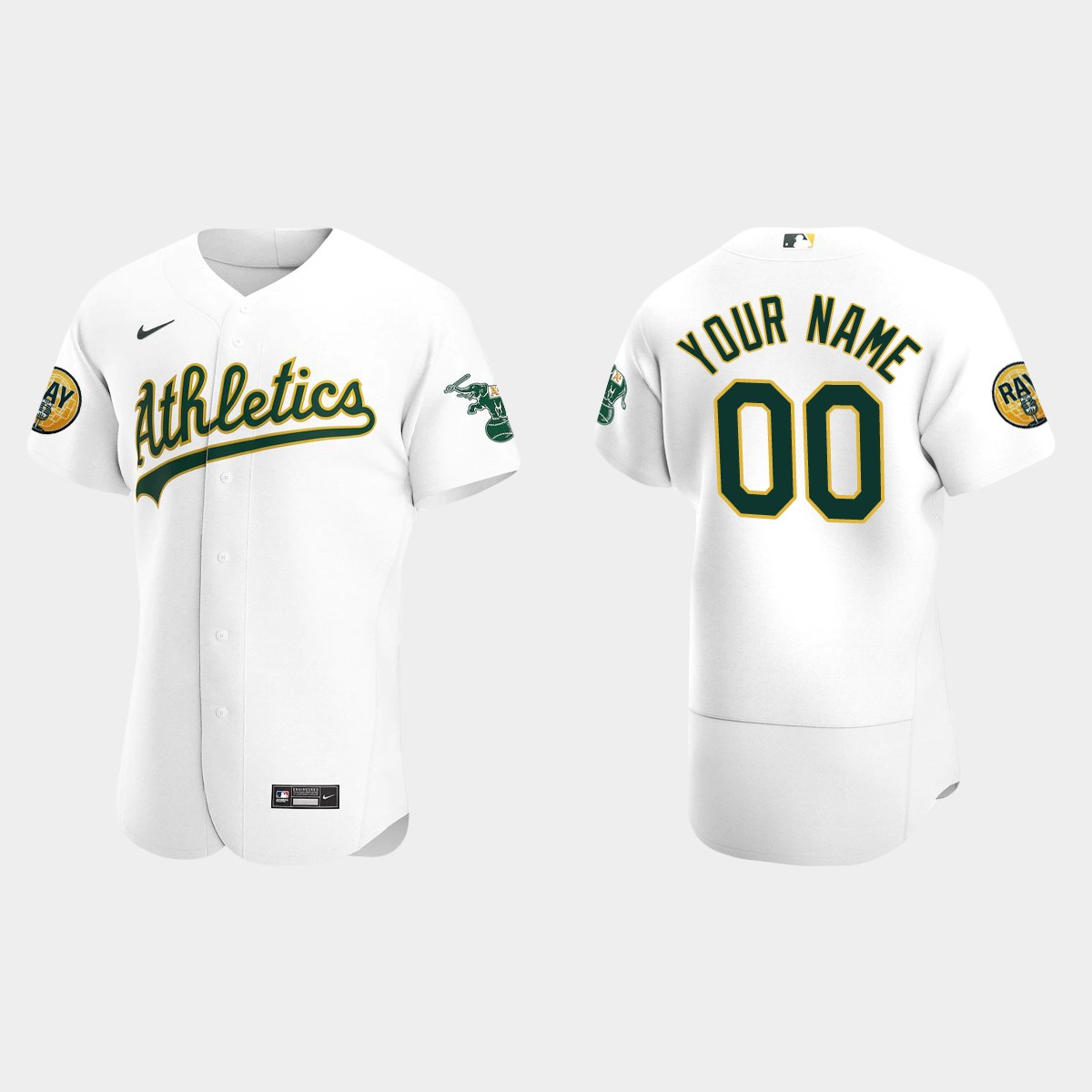Custom Oakland Athletics Ray Fosse Patch Jersey - White