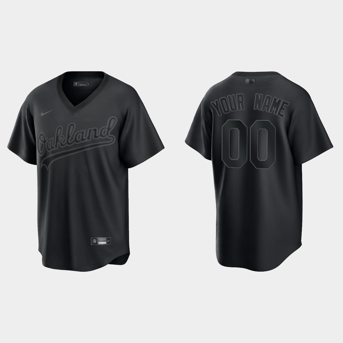 Custom Oakland Athletics Pitch Black Fashion Jersey - Black