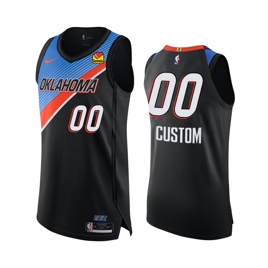 Custom Oklahoma City Thunder City Edition Black Jersey