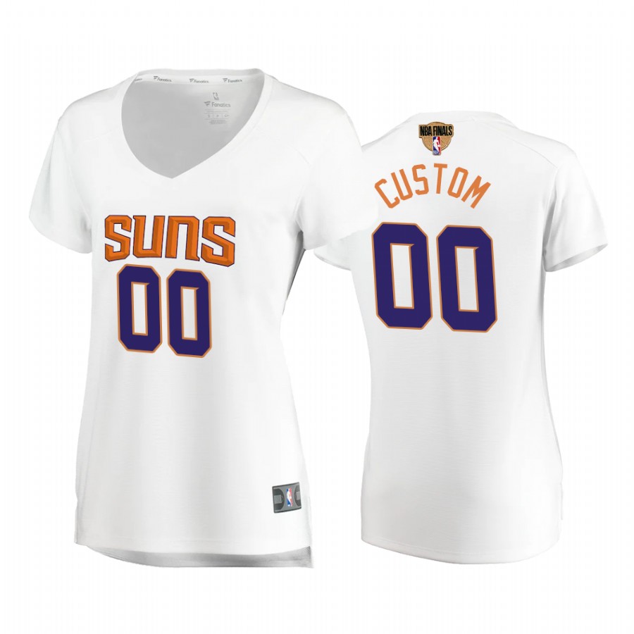 Custom Phoenix Suns #00 White Finals Women Jersey Association Edition