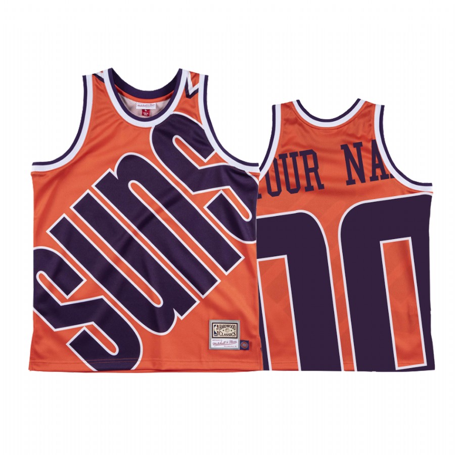 Custom Phoenix Suns Hardwood Classics Orange Big Face #00 Jersey