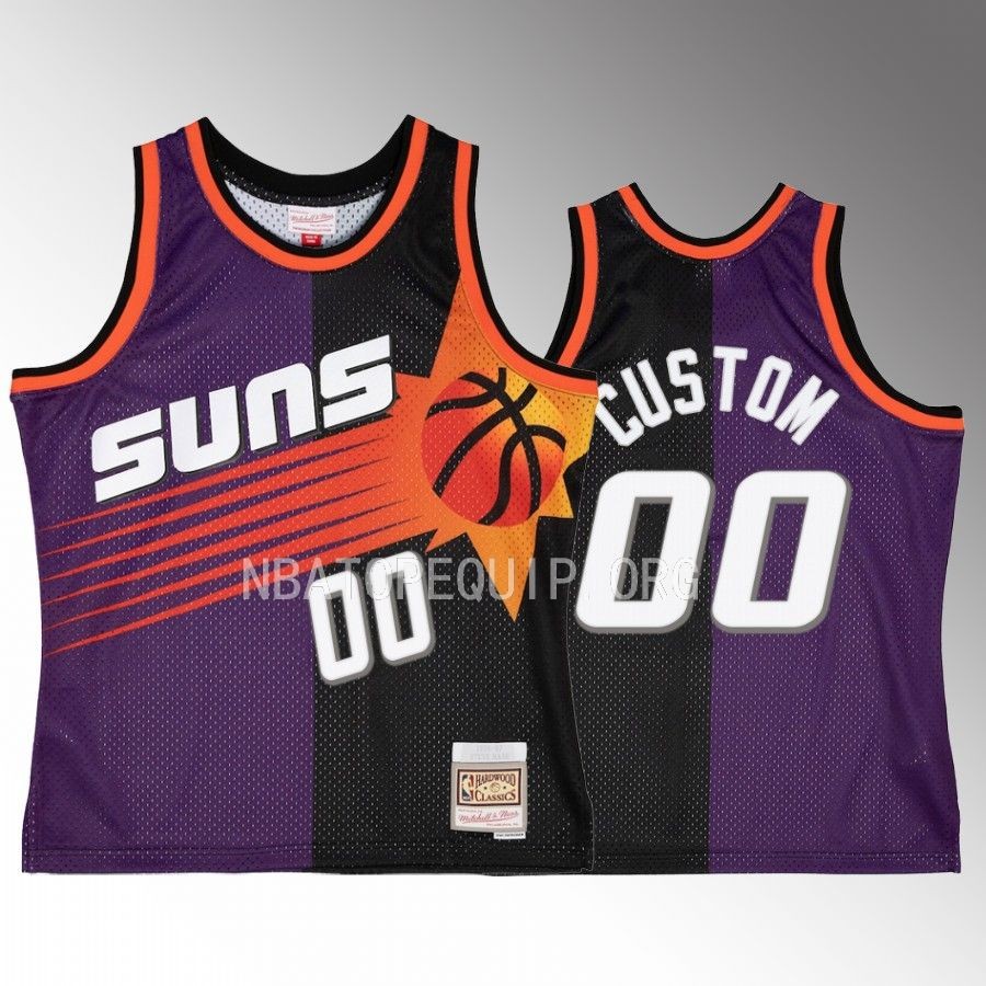 custom Phoenix Suns Purple Black Hardwood Classics Split Swingman #00 Jersey