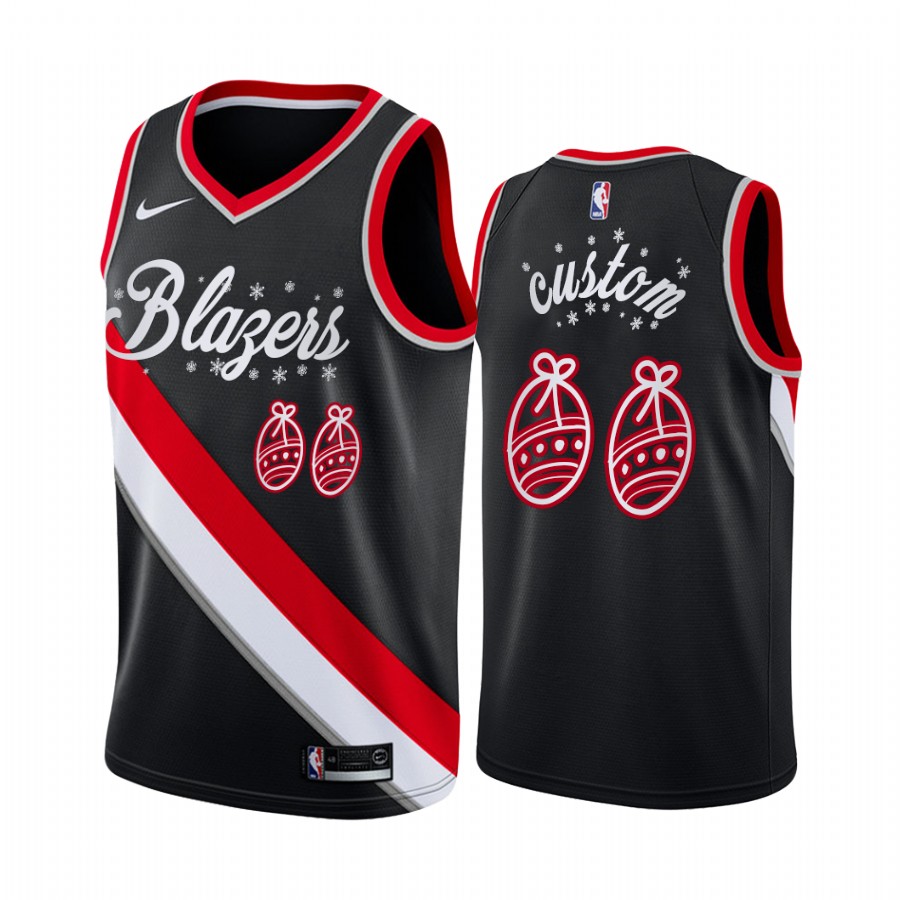 Custom Portland Trail Blazers Christmas Night Black Jersey Festive Special Edition