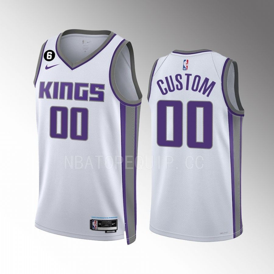 Custom Sacramento Kings 00 White Men Jersey Association Edition Swingman