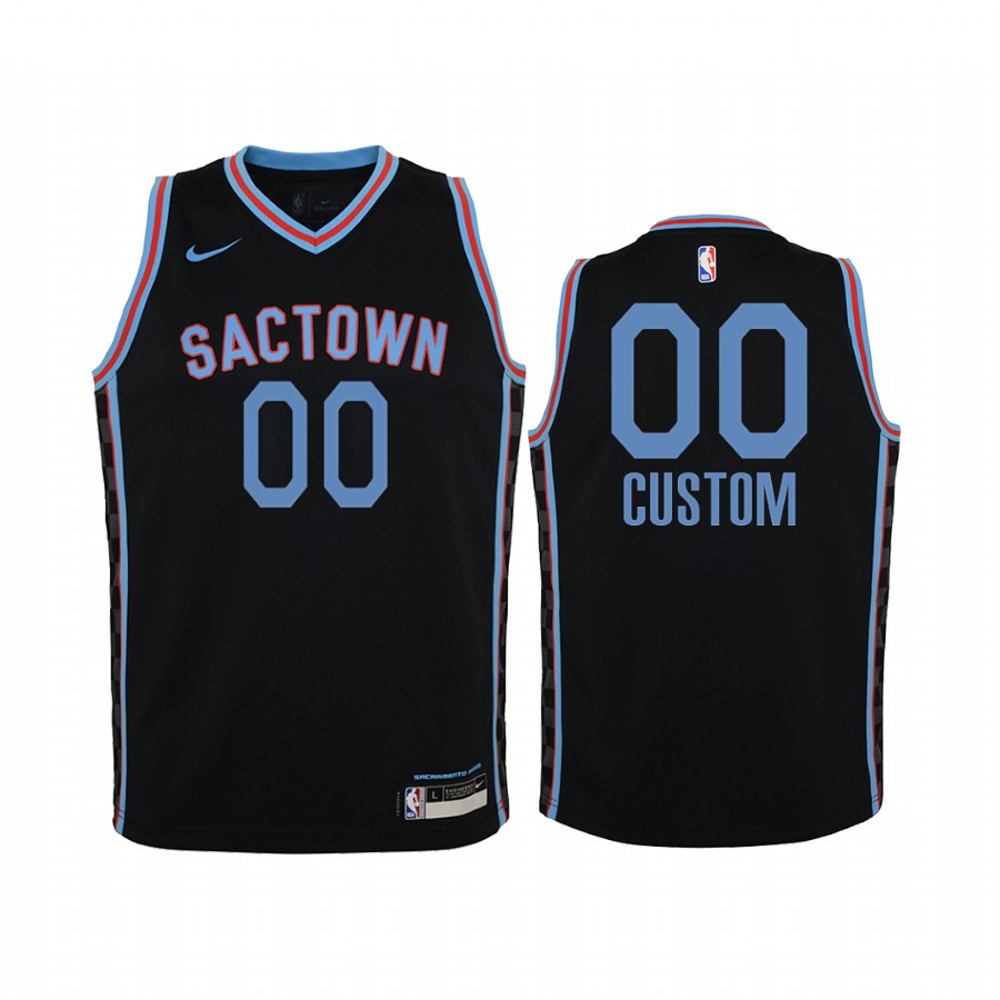 Custom Sacramento Kings City Edition Youth Jersey - Black