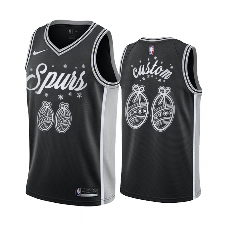 Custom San Antonio Spurs Christmas Night Black Jersey Festive Special Edition