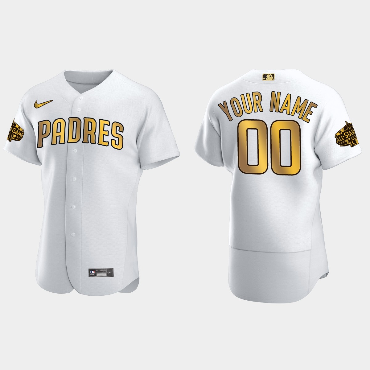 Custom San Diego Padres All-Star Game Jersey - White Gold