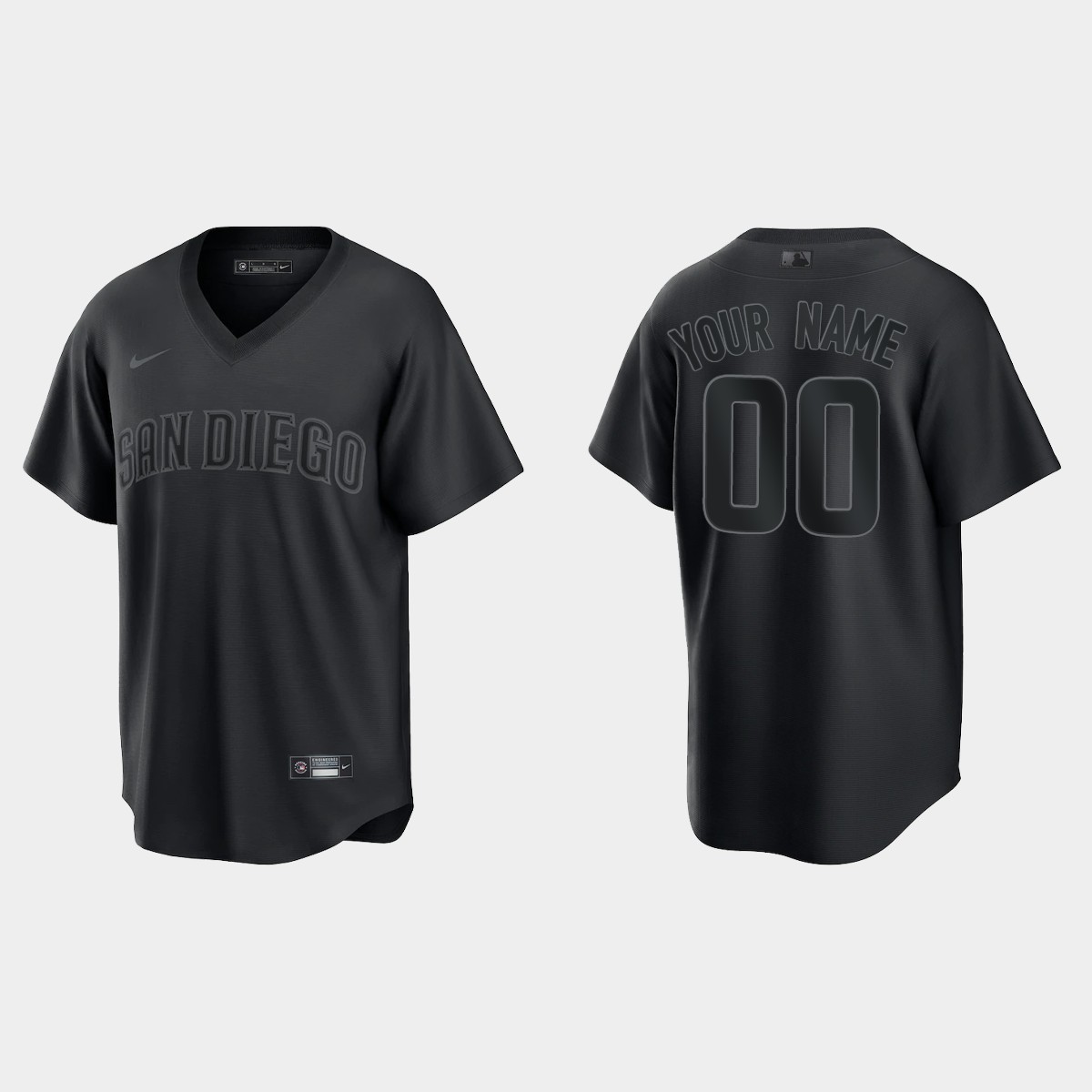 Custom San Diego Padres Pitch Black Fashion Jersey - Black