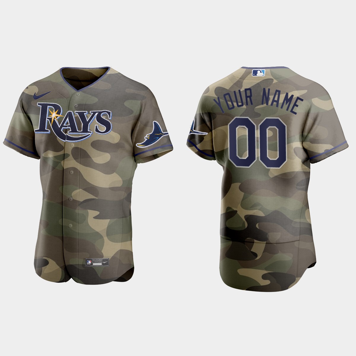 Custom Tampa Bay Rays National Armed Forces Day Jersey - Camo