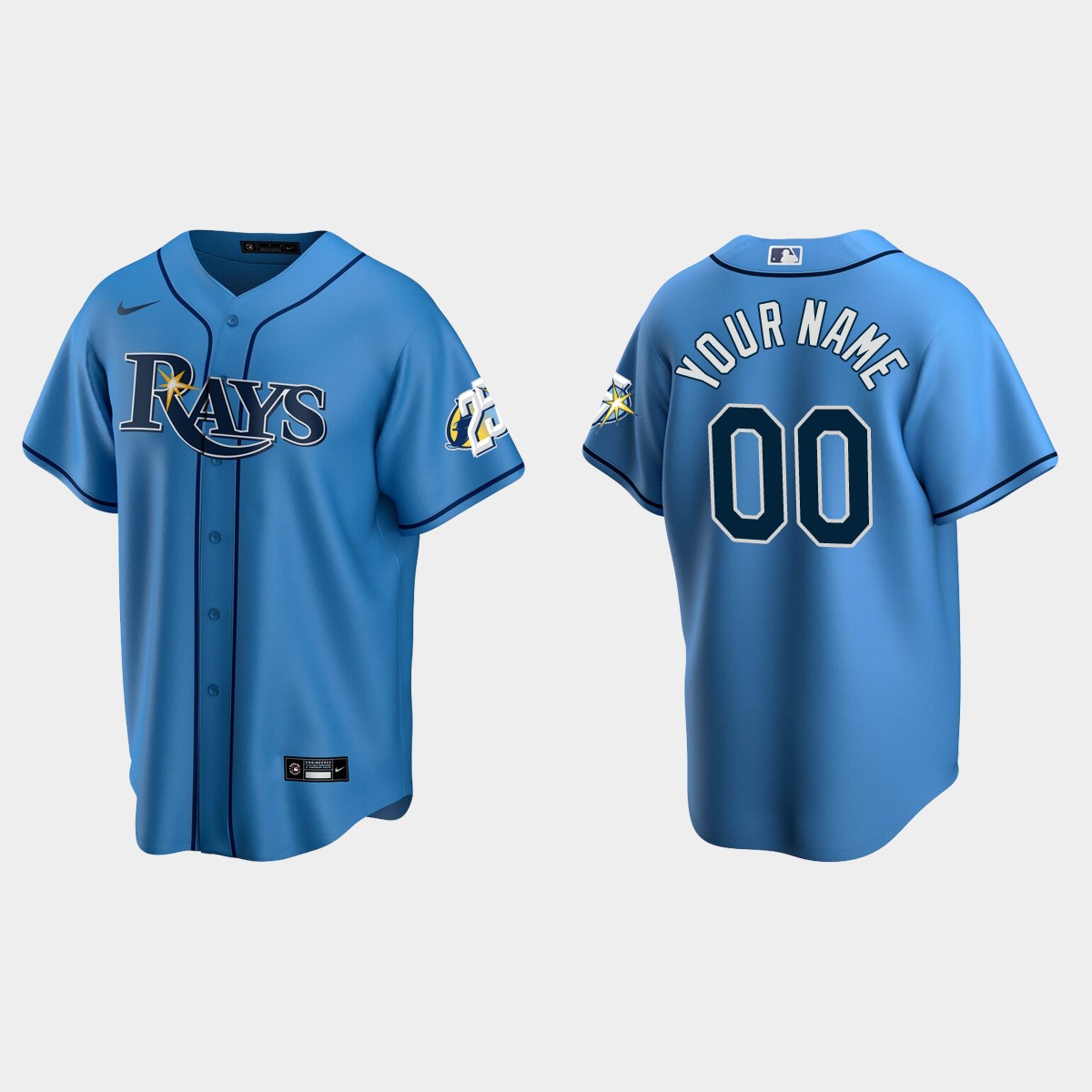 Custom Tampa Bay Rays 25th Anniversary Jersey - Light Blue