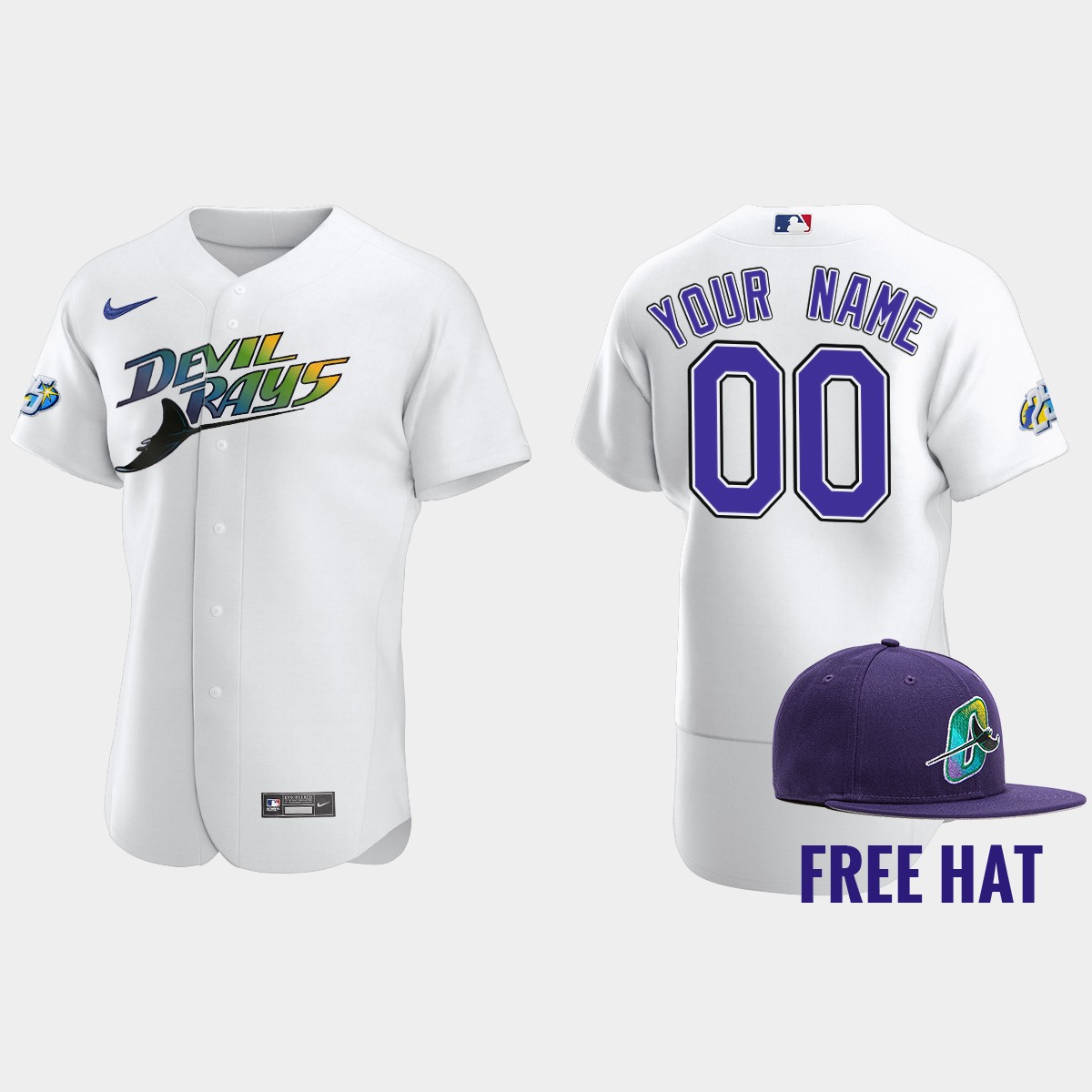 Custom Tampa Bay Rays 25th Anniversary Jersey - White