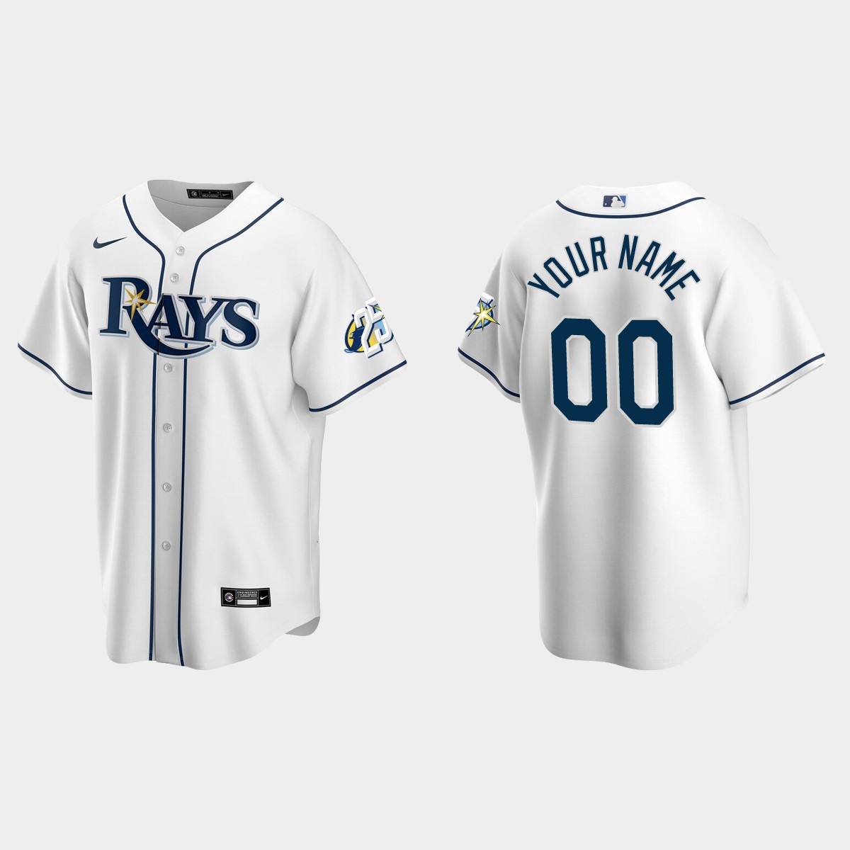Custom Tampa Bay Rays 25th Anniversary Jersey - White