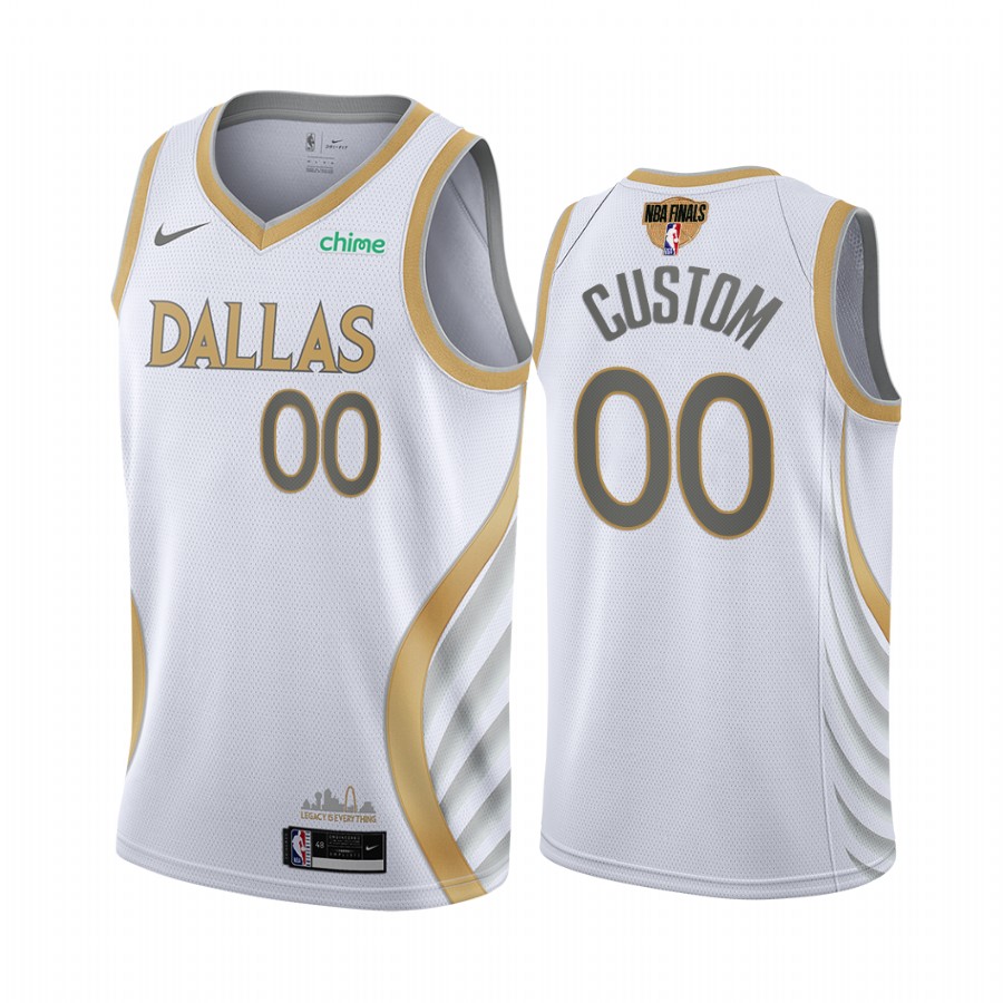 Dallas Mavericks #00 Custom Playoffs White Jersey