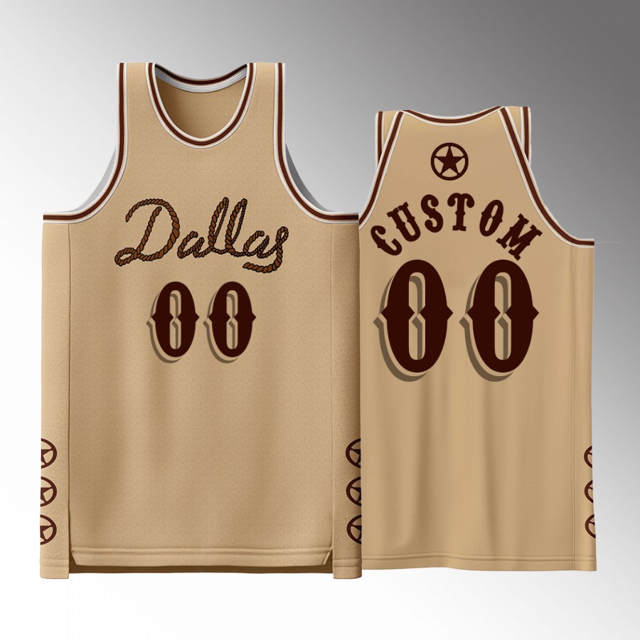 Dallas Mavericks #00 Custom Wild West Brown Jersey Fashion Tank