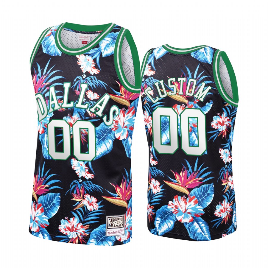 Dallas Mavericks Custom #00 Floral Fashion Jersey Men's