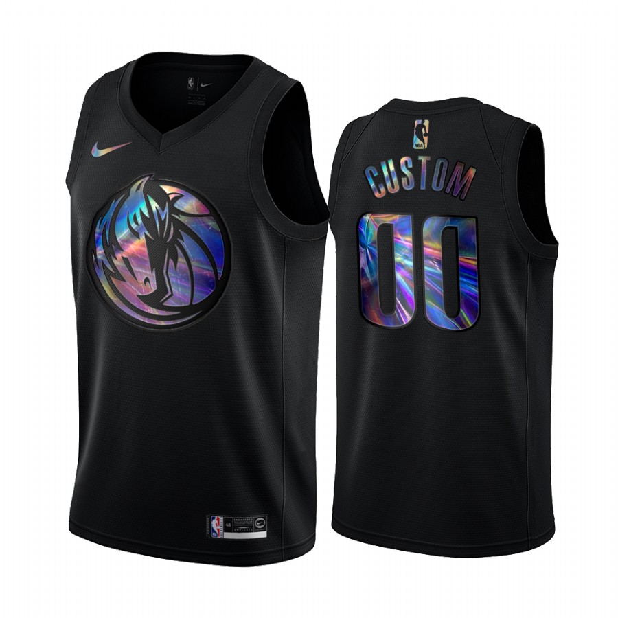 Dallas Mavericks Custom #00 Jersey Iridescent HWC Collection Black Limited