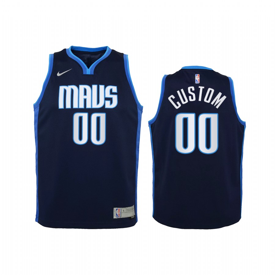 Dallas Mavericks Custom Earned Edition Navy Youth Jersey Swingman #00
