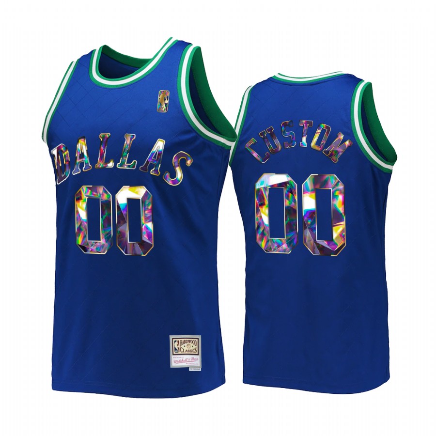 Dallas Mavericks Custom 75th Anniversary Diamond #00 Blue Retro Jersey