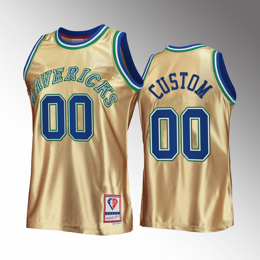Dallas Mavericks Custom Hardwood Classics #00 Gold 1998-99 Throwback Jersey