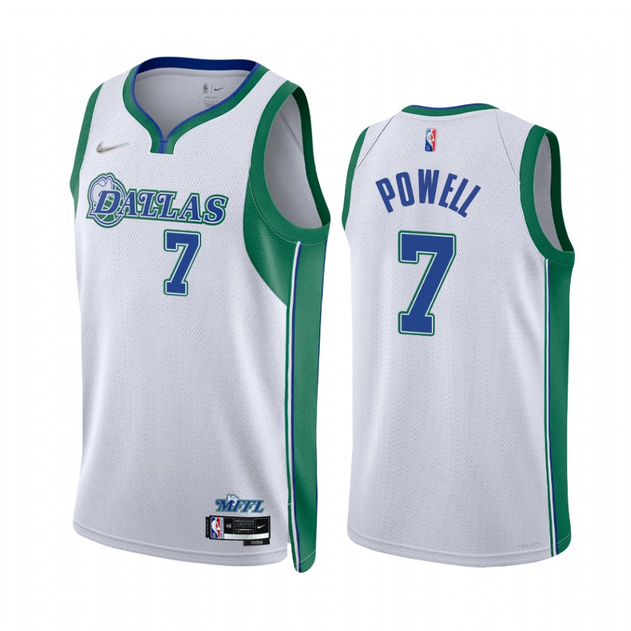 Dallas Mavericks Dwight Powell White City Edition Jersey Throwback