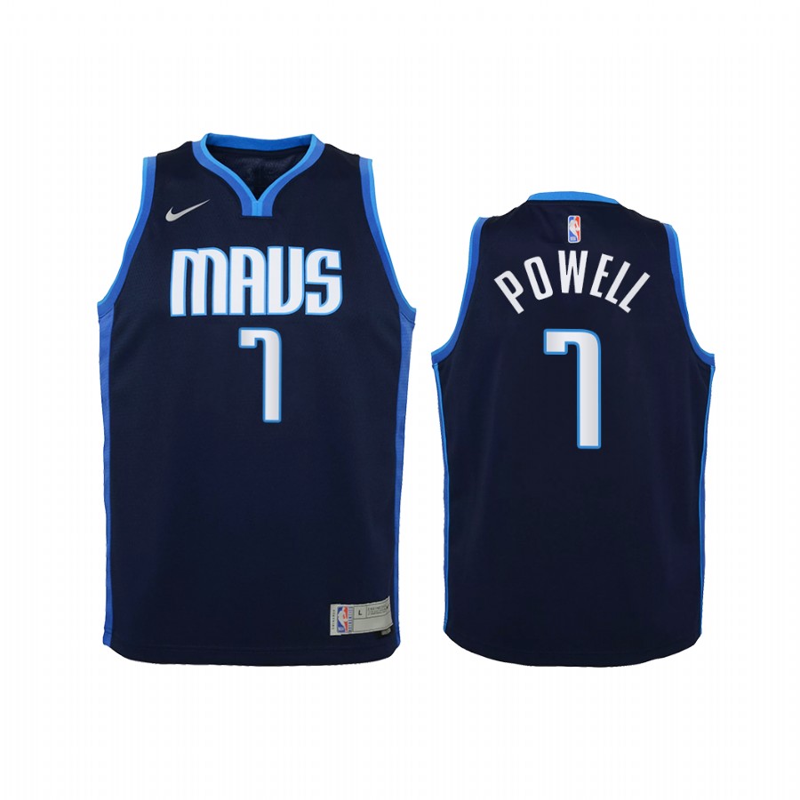 Dallas Mavericks Dwight Powell Earned Edition Navy Youth Jersey Swingman #7