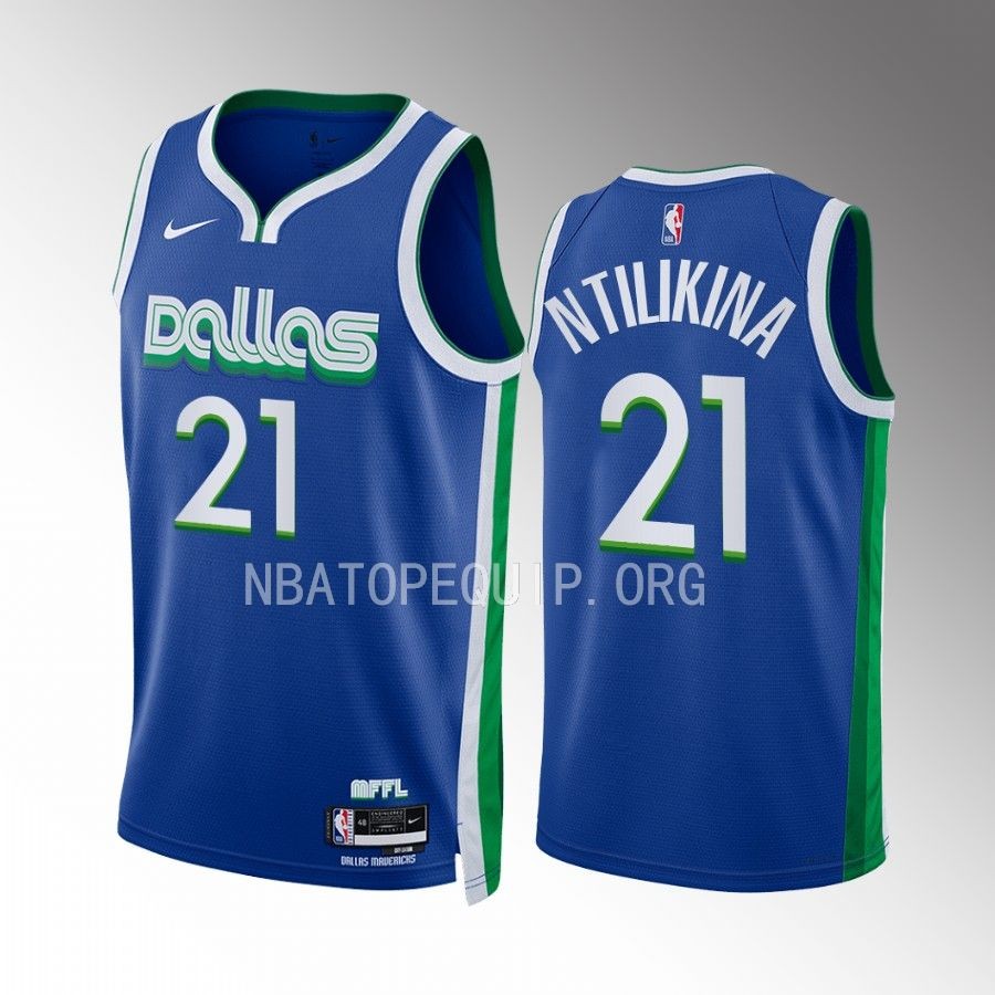 Dallas Mavericks Frank Ntilikina City Edition Blue #21 Jersey Swingman