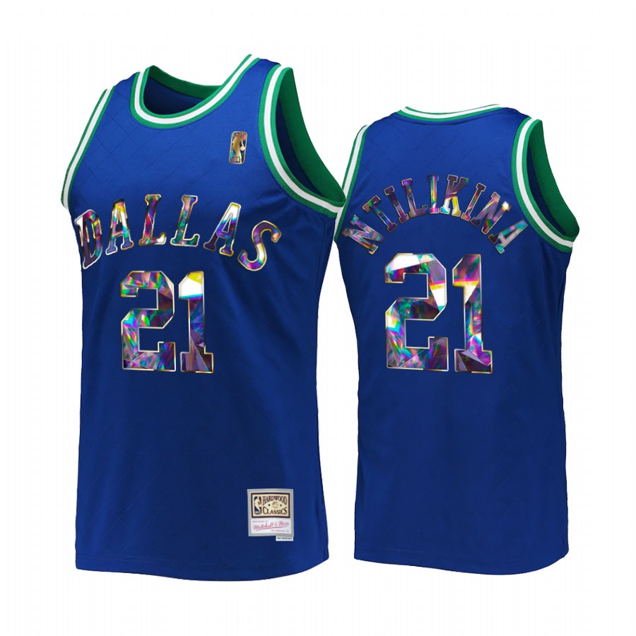 Dallas Mavericks Frank Ntilikina 75th Anniversary Diamond #21 Blue Retro Jersey