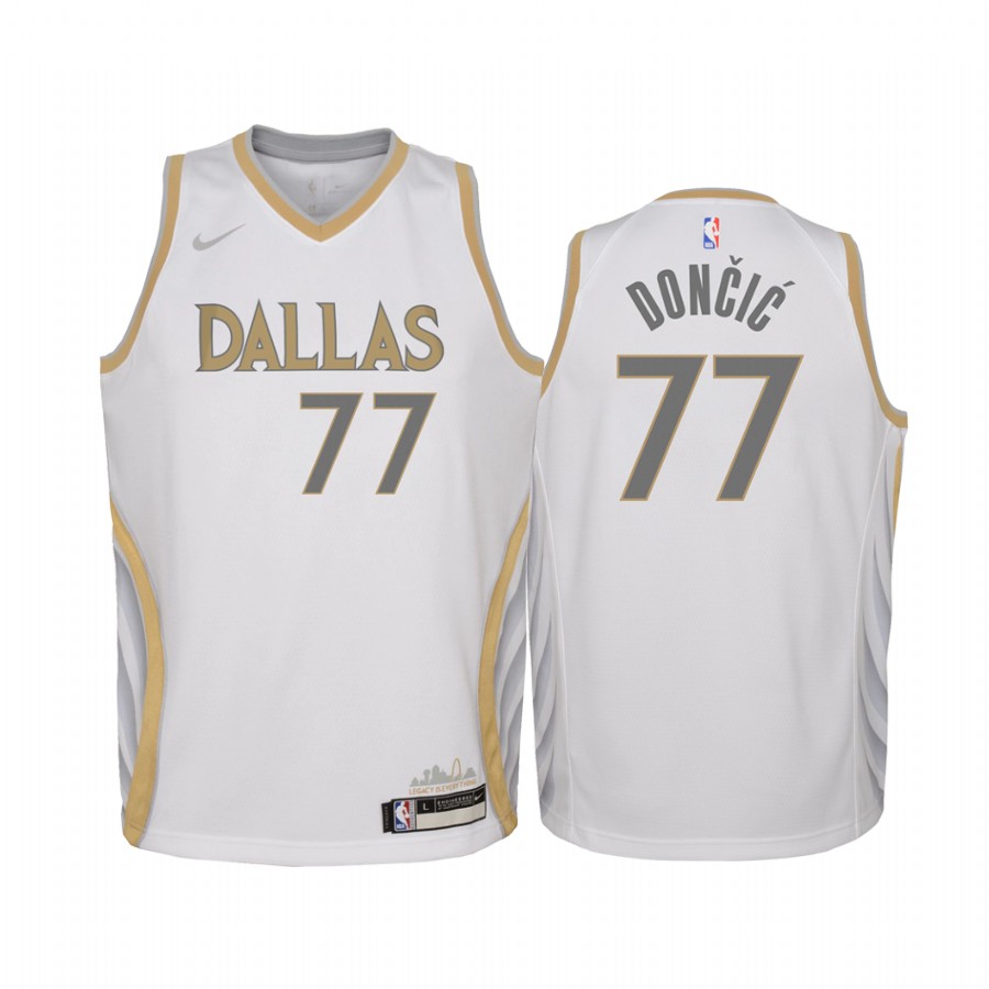 Dallas Mavericks Luka Doncic City Edition White Youth Jersey - Swingman