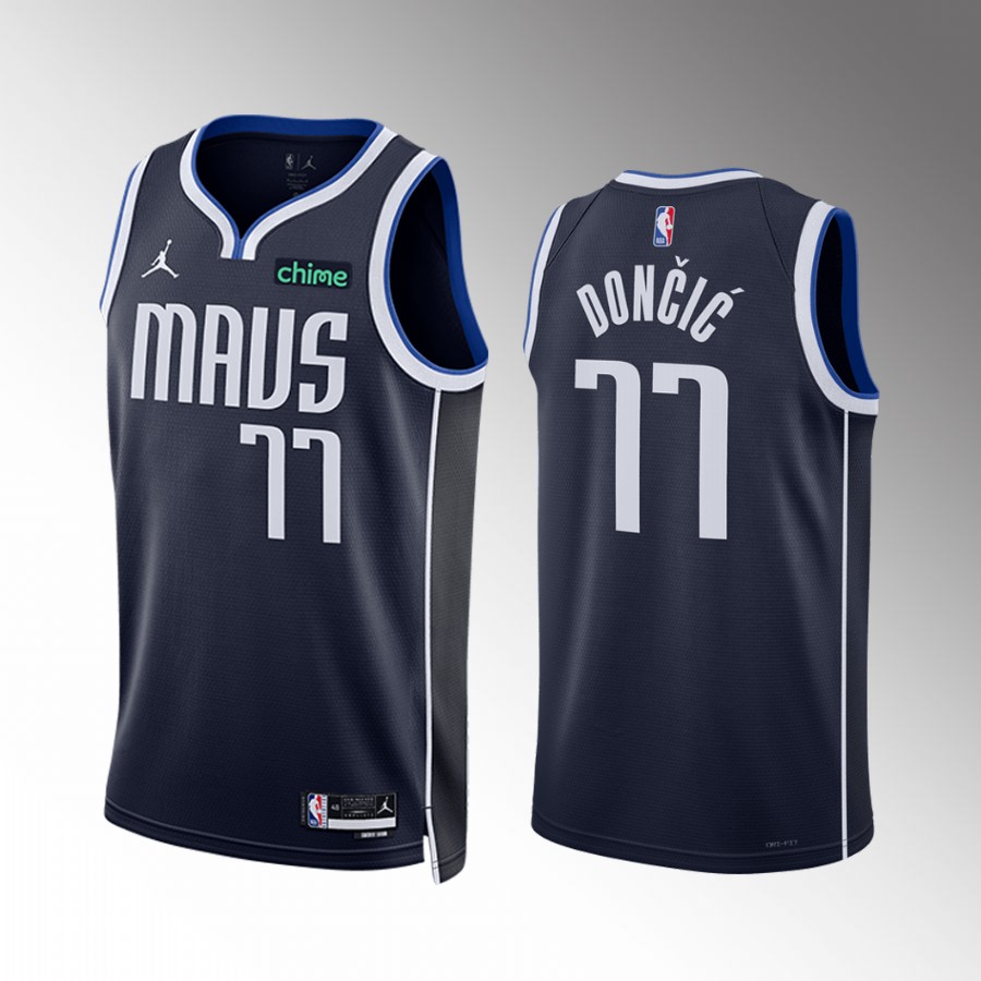 Dallas Mavericks Luka Doncic Statement Edition Navy #77 Jersey Swingman
