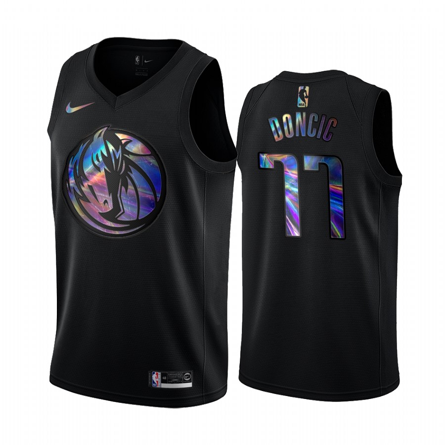 Dallas Mavericks Luka Doncic #77 Jersey Iridescent HWC Collection Black Limited