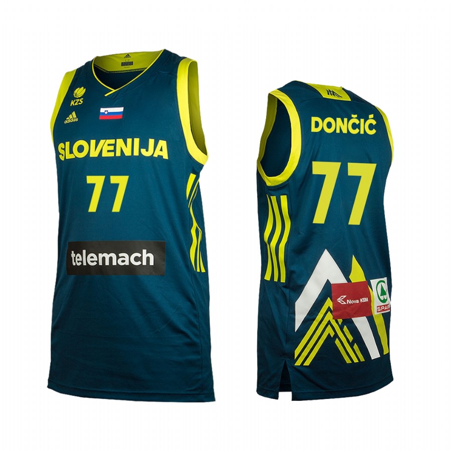 Dallas Mavericks Luka Doncic #77 Navy Slovenia Away Jersey