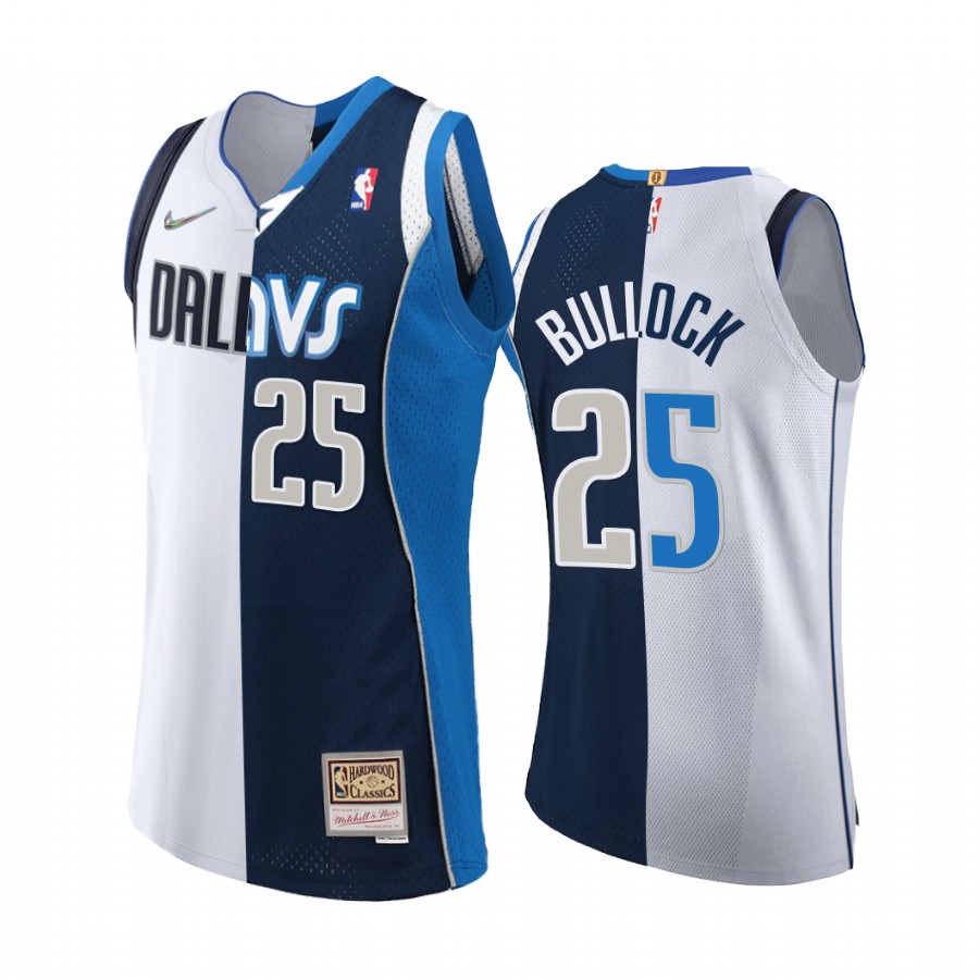 Dallas Mavericks Reggie Bullock Ancient Split Modern Navy White Jersey Rare