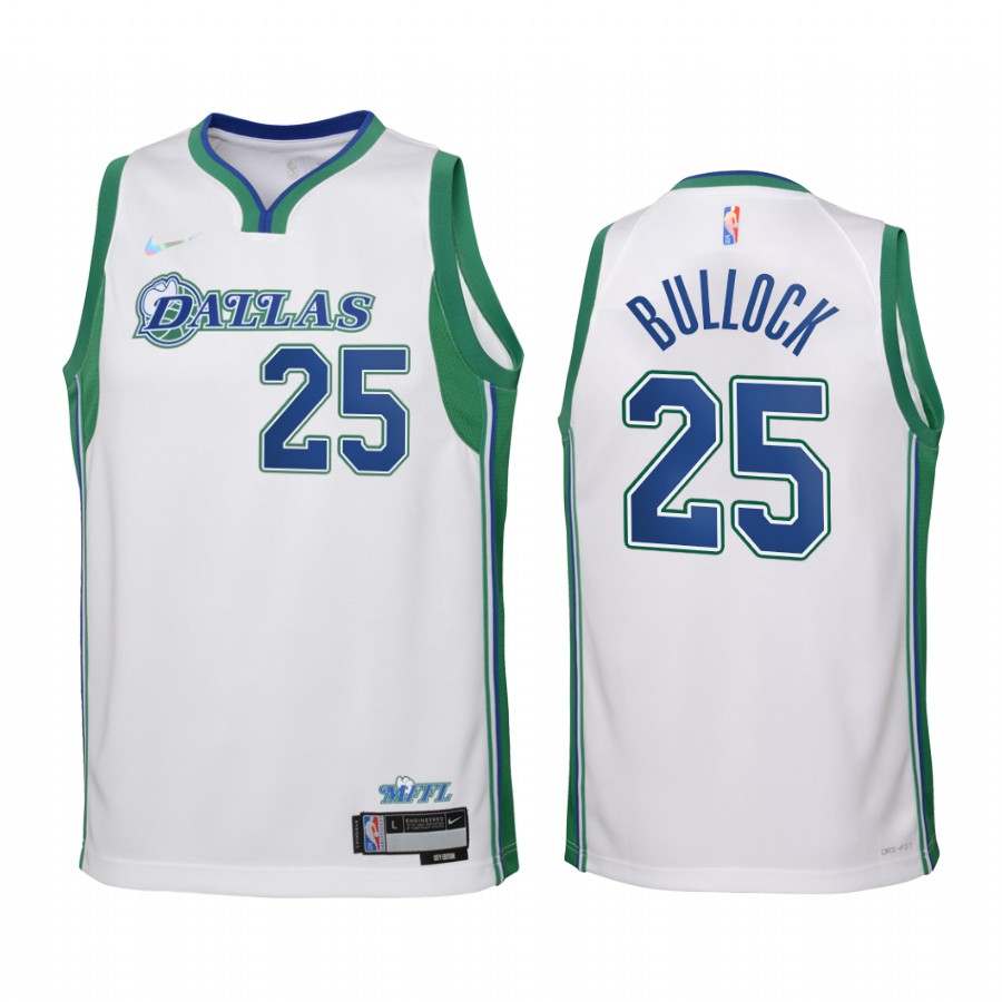 Dallas Mavericks Reggie Bullock City Edition White Youth Jersey 75th Season #25