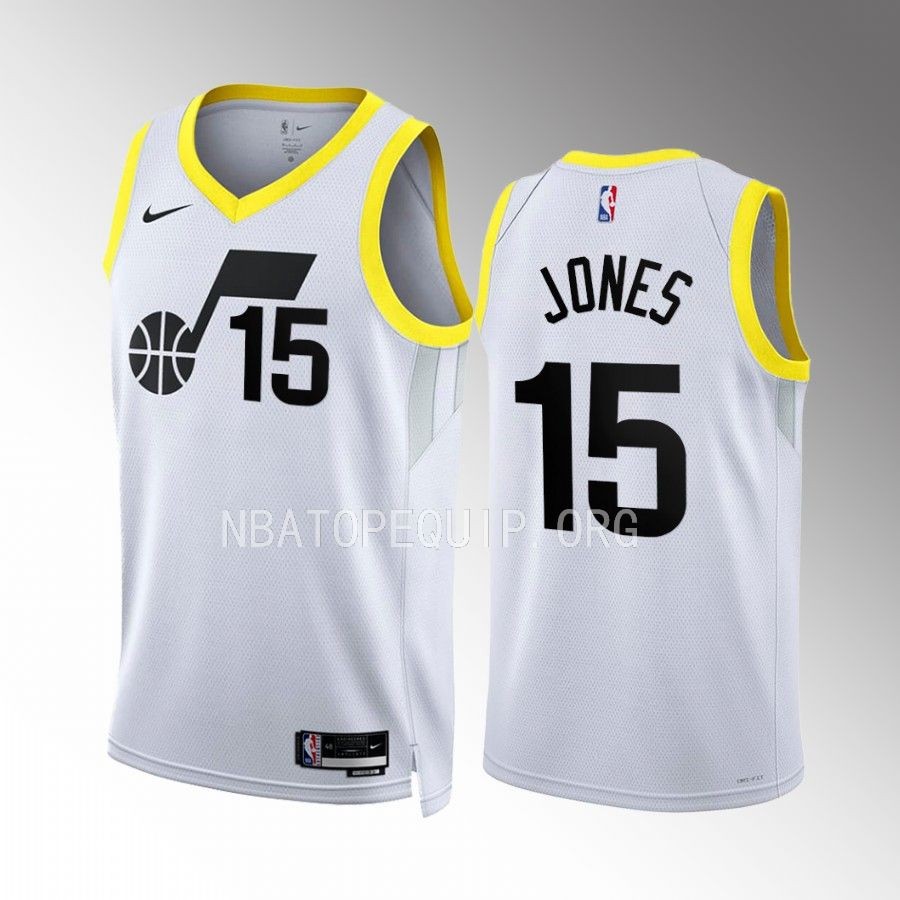 Damian Jones Utah Jazz #15 White Jersey Association Edition Swingman