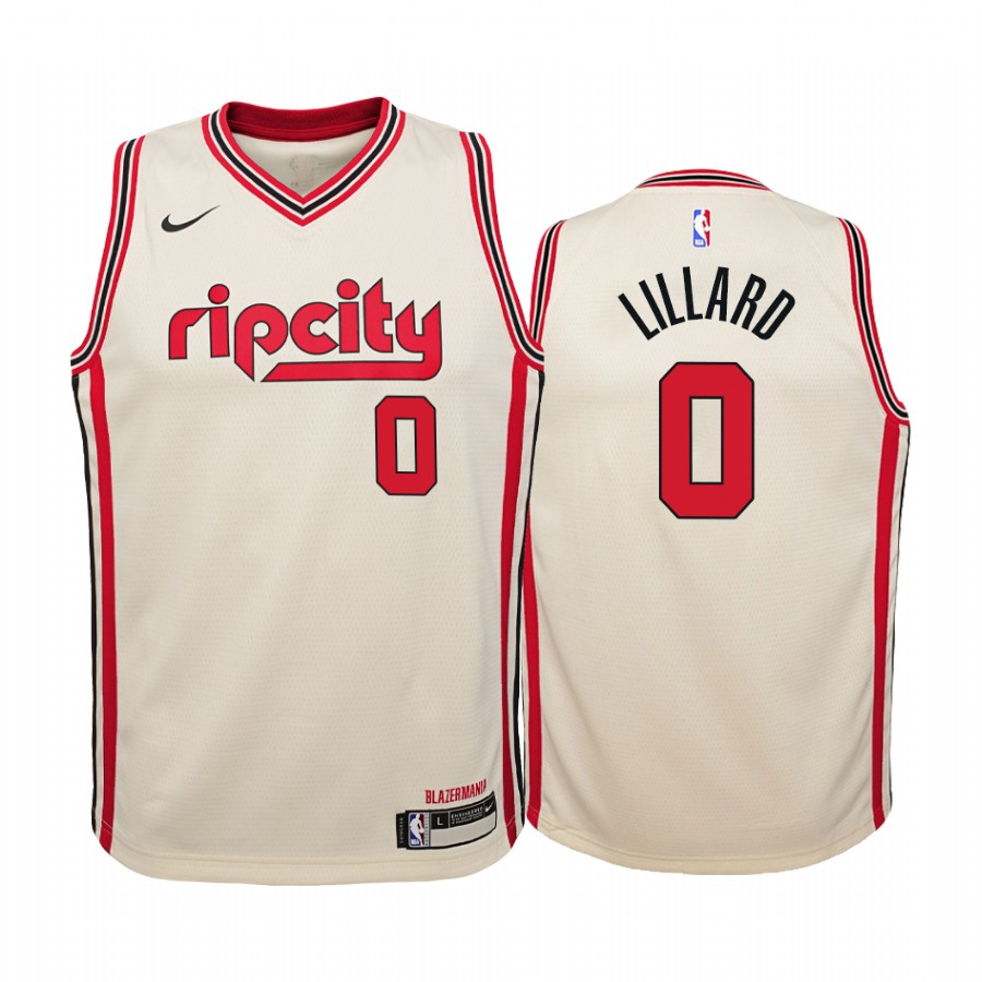Damian Lillard Portland Trail Blazers City Youth Jersey - Cream