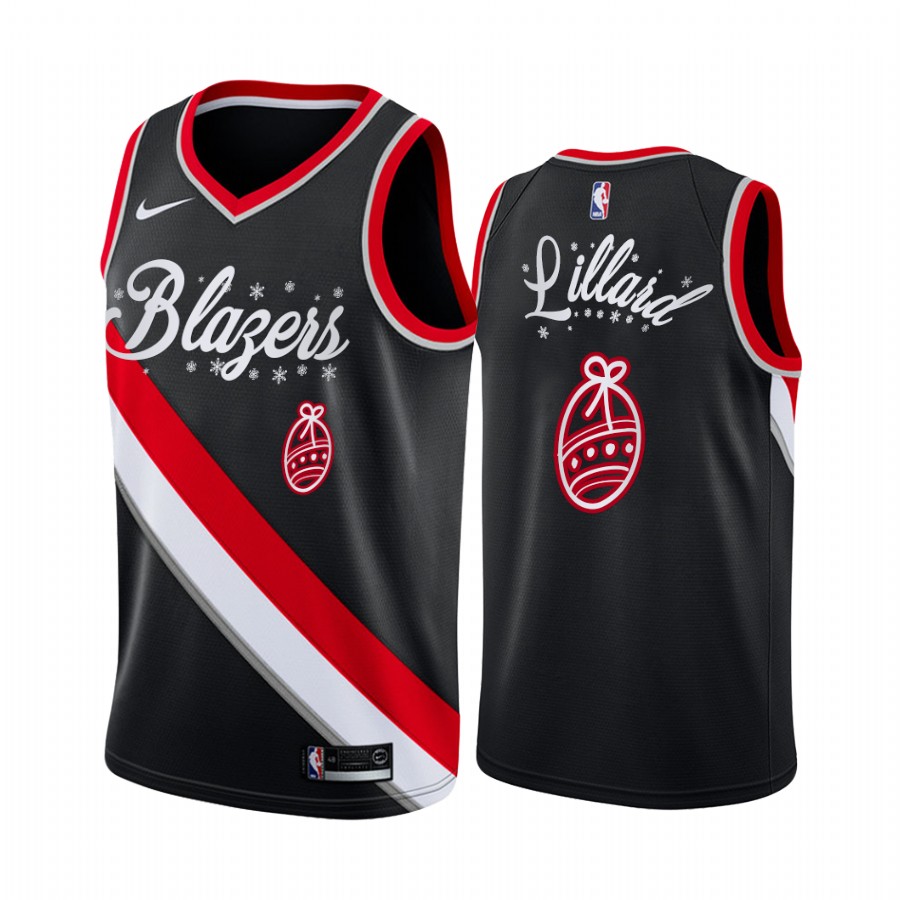 Damian Lillard Portland Trail Blazers Christmas Night Black Jersey Festive Special Edition