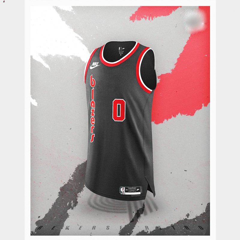 Damian Lillard Portland Trail Blazers Black #0 Jersey Reverse Retro