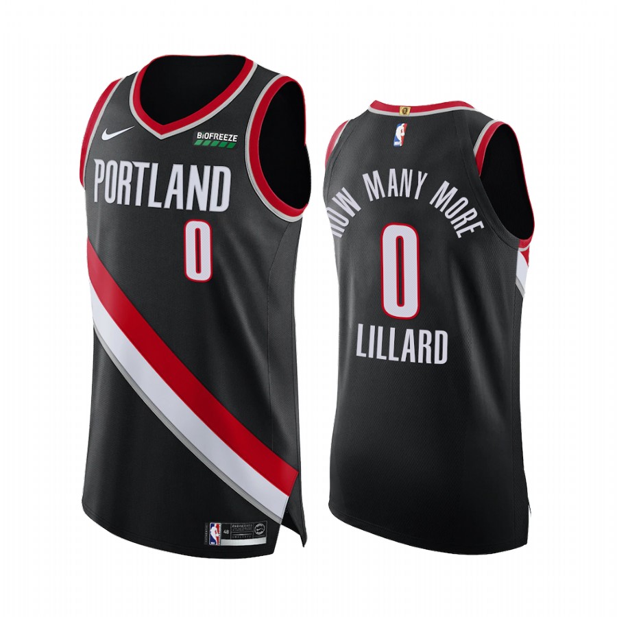 Damian Lillard Portland Trail Blazers Black Social Justice Jersey How Many More