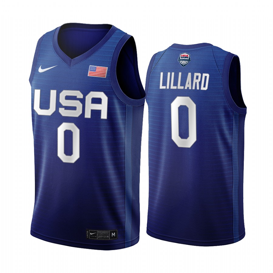 Damian Lillard USA Men's National Team #0 Navy Tokyo Olympics Portland Trail Blazers Jersey